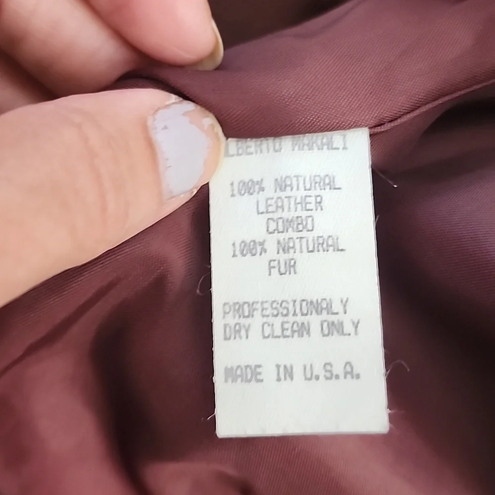 ALBERTO MAKALI EUC REAL LEATHER N REAL FUR ZIP FRONT LINED VEST SIZE 6 - Picture 5 of 7